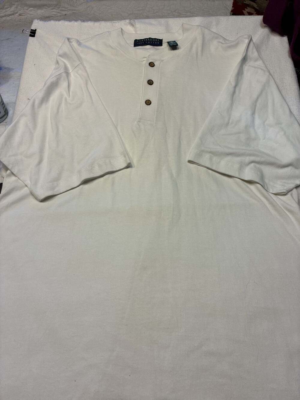 Claybrooke 100% Cotton Short Sleeve Henley Shirt Size L